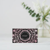 Pink Shiny Black Mandala Logo Visitenkarte (Stehend Vorderseite)