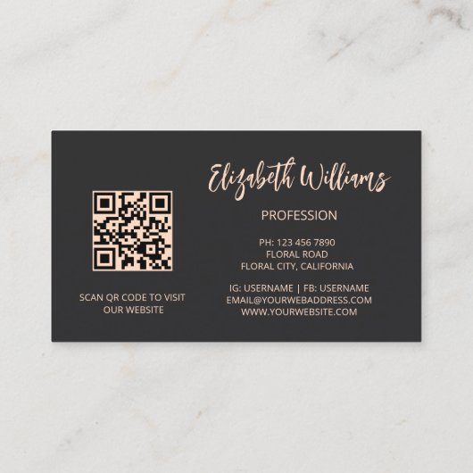 Pink Shiny Blume Schwarz Visitenkarte (Rückseite)