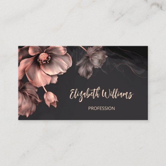 Pink Shiny Blume Schwarz Visitenkarte (Vorderseite)