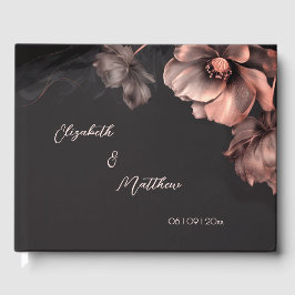 Pink Shiny Flower Black | Wedding Gästebuch