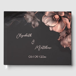 Pink Shiny Flower Black | Wedding Gästebuch