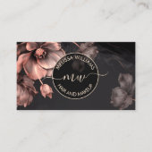 Pink Shiny Flowers Black Logo Visitenkarte (Vorderseite)