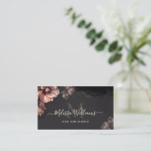 Pink Shiny Flowers Black Luxury Visitenkarte (Stehend Vorderseite)