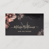 Pink Shiny Flowers Black Luxury Visitenkarte (Vorderseite)