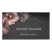 Pink Shiny Flowers Black Namenschild (Vorderseite)