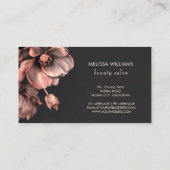 Pink Shiny Flowers Black  Visitenkarte (Rückseite)