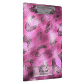 Pink Shiny Leopard Elegantes Chic Glam Personalisi Klemmbrett (Rechts)