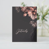Pink Shiny Metallic Black Floral Details Begleitkarte (Stehend Vorderseite)