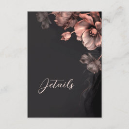 Pink Shiny Metallic Black Floral Details Begleitkarte