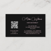 Pink Shiny Metallic Black Floral | QR Code Visitenkarte (Rückseite)