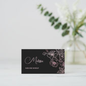 Pink Shiny Metallic Black Floral | QR Code Visitenkarte (Stehend Vorderseite)