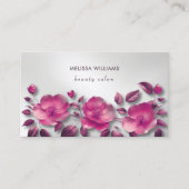 Pink Shiny Metallic Blume Silver Visitenkarte (Vorderseite)