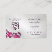 Pink Shiny Metallic Flower Silver Visitenkarte (Rückseite)