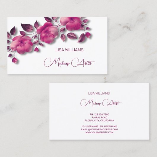 Pink Shiny Metallic Flower Visitenkarte (Vorne/Hinten)