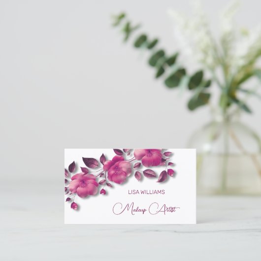 Pink Shiny Metallic Flower Visitenkarte (Stehend Vorderseite)