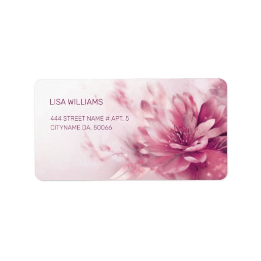 Pink Shiny Metallic FlowerBusiness Card Adressaufkleber (Vorne)
