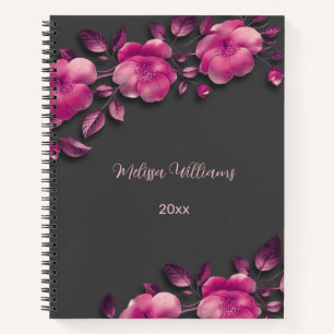Pink Shiny Metallische Blume Notizblock