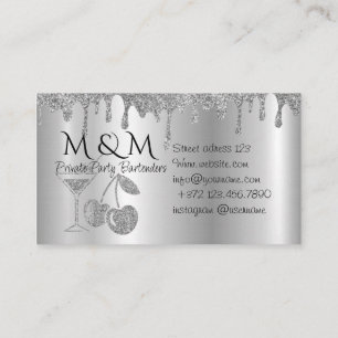 Pink Shiny Private Party Barkeeper Business Card Visitenkarte