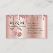 Pink Shiny Private Party Barkeeper Business Card Visitenkarte (Rückseite)