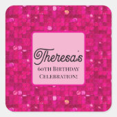 Pink Shiny Sequin Quadratischer Aufkleber (Vorderseite)