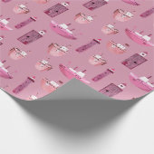 Pink Ships & Wood Lighthouses Dusty Rose Geschenkpapier (Ecke)