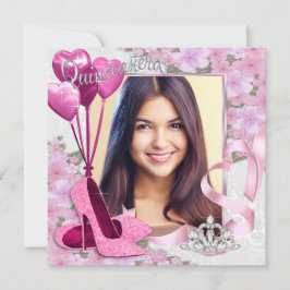 Pink Shoes Foto Quinceanera Einladung