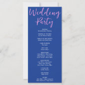 Pink Shooting Stars Dark Blue Wedding Program (Rückseite)