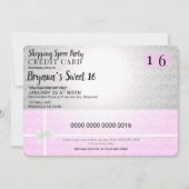 Pink Shopping Spree Kreditkarte Sweet 16 Party Einladung (Vorderseite)