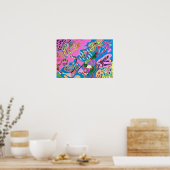 Pink Shore, 19x13 Abstrakt Art Poster (Küche)