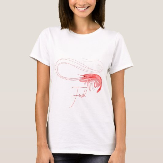 Pink Shrimp Benutzerdefinierter Text T-Shirt (Vorderseite)