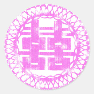 Pink Shuan Xi Runder Aufkleber