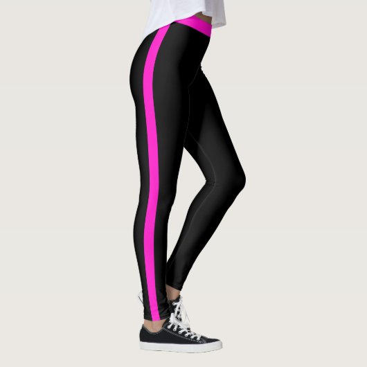 Pink Side Stripe Black Leggings (Rechts)