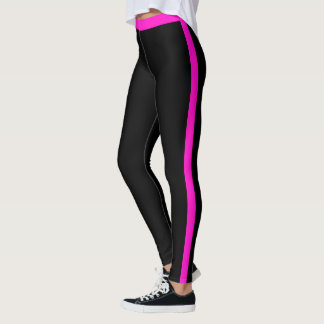 Pink Side Stripe Black Leggings