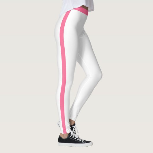 Pink Side Stripe White Leggings Choose Colors (Rechts)