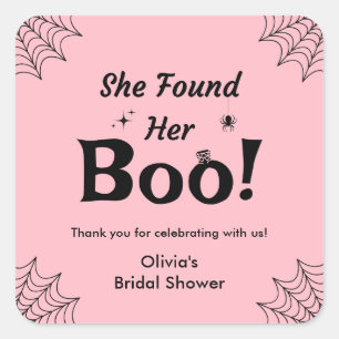 Pink Sie fand ihren Boo Halloween Brautjungfern-Pa Quadratischer Aufkleber