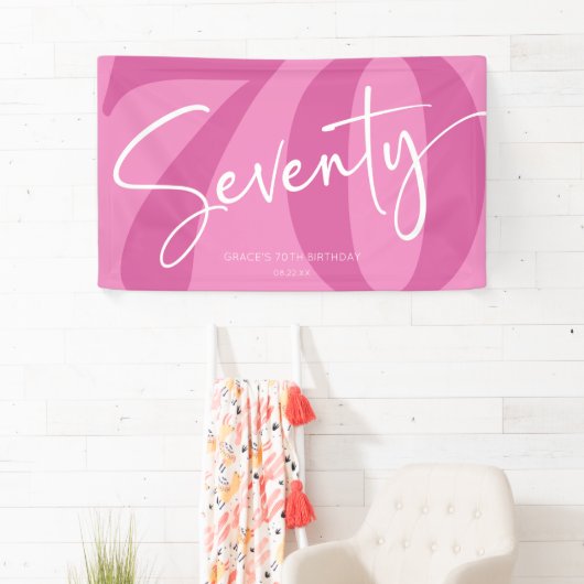Pink Siebzigste Geburtstagsparty Banner (Insitu)
