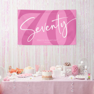 Pink Siebzigste Geburtstagsparty Banner