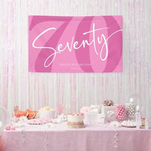 Pink Siebzigste Geburtstagsparty Banner (Party)