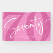 Pink Siebzigste Geburtstagsparty Banner (Horizontal)
