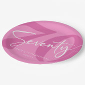 Pink Siebzigste Geburtstagsparty Pappteller (Schrägansicht)