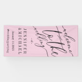 Pink Signature Big Willkommen bei der Hochzeit Banner (Horizontal)