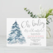 Pink silber Baby mit kalter Außendusche Einladung (Stehend Vorderseite)