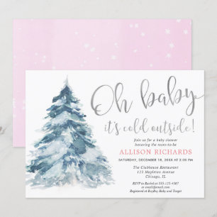 Pink silber Baby mit kalter Außendusche Einladung