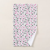  Pink Silber Black Stars  Badhandtuch Set (Handtuch)