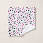  Pink Silber Black Stars  Badhandtuch Set (Waschlappen)