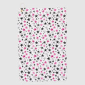 Pink Silber Black Stars Golfhandtuch (Vorderseite)