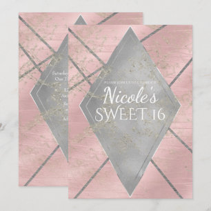 Pink Silber Diamant Glamour Süß 16 JEDER EVENT Par Einladung