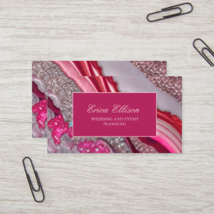 Pink Silber Glitter Marmor Hochzeitsplaner Visitenkarte