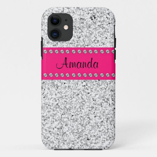 Pink & Silber Glitter und Glitzer Case-Mate iPhone Hülle (Rückseite)