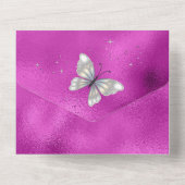 Pink silber Glitzer Sequenzierkleid glänzende Gown All In One Einladung (Rückseite)